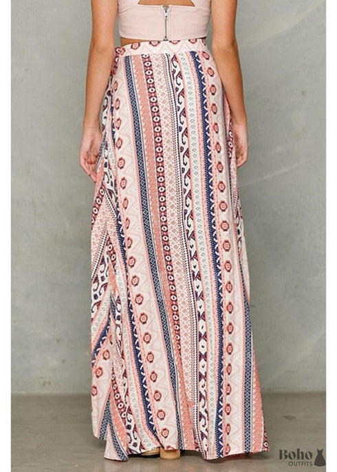 Falda bohemia asimétrica rosada